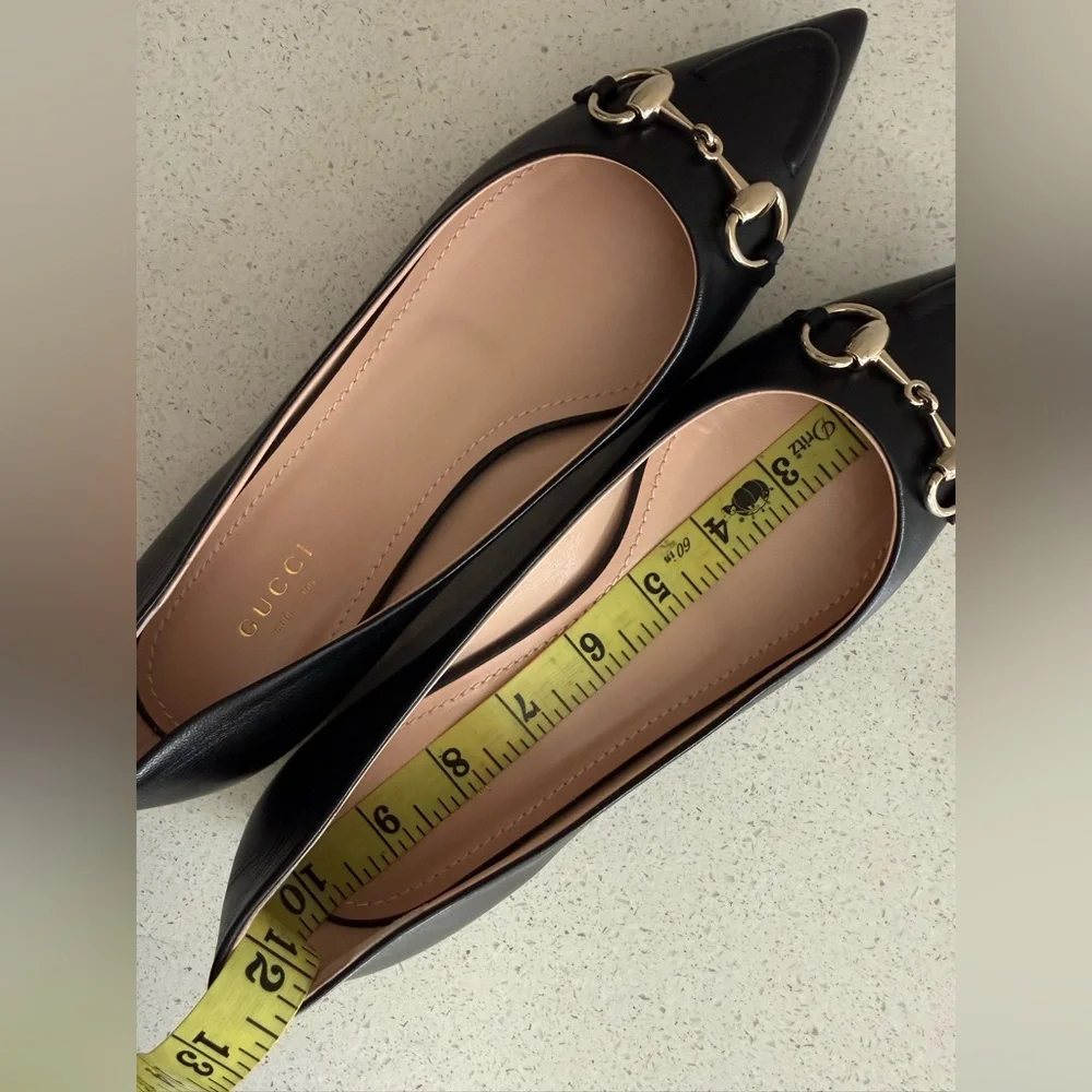 Gucci Erin Ballet Flats Black Leather Size EU 39 US 9 - Picture 8 of 10